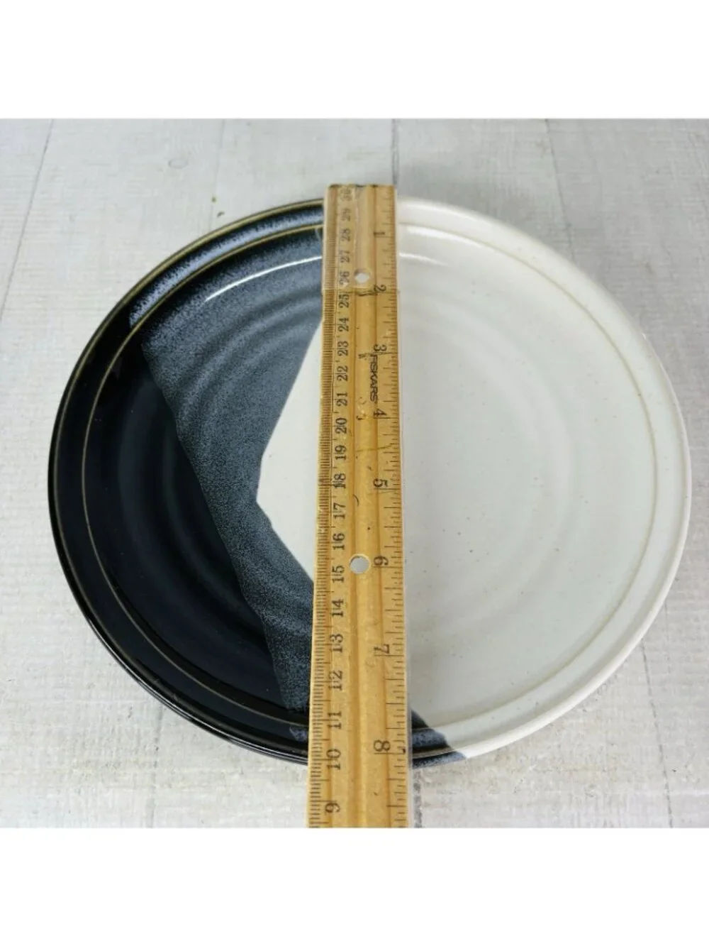 Noritake Stoneware DURANGO 8647 Black Blue Abstract Panels Salad Plates Set 2